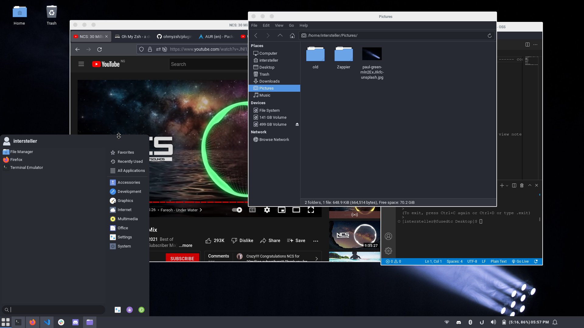 My Arch Linux setup after running some customizations