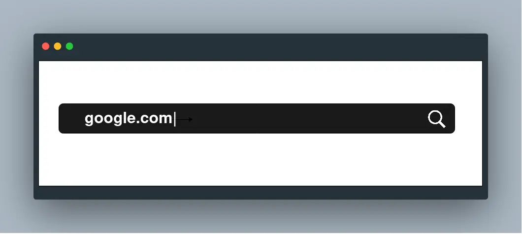 A browser window with google.com entered in its address bar
